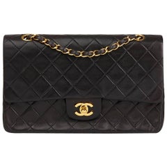 1993 Chanel Black Quilted Lambskin Vintage Medium Classic Double Flap Bag