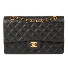 1993 Chanel Black Quilted Lambskin Vintage Medium Classic Double Flap Bag