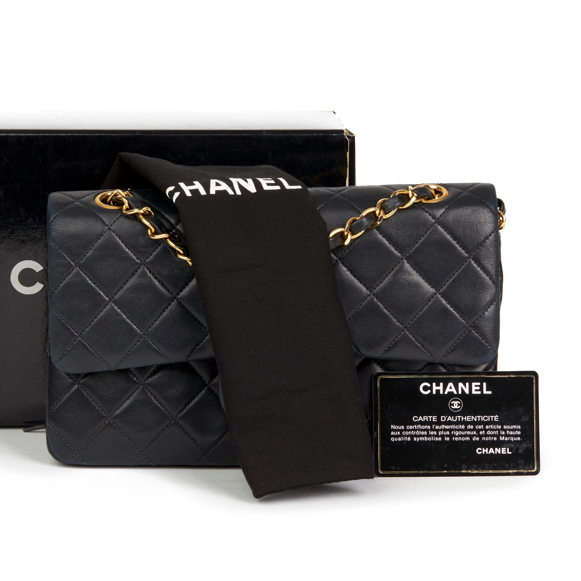 1993 Chanel Black Quilted Lambskin Vintage Small Classic Double Flap Bag 6