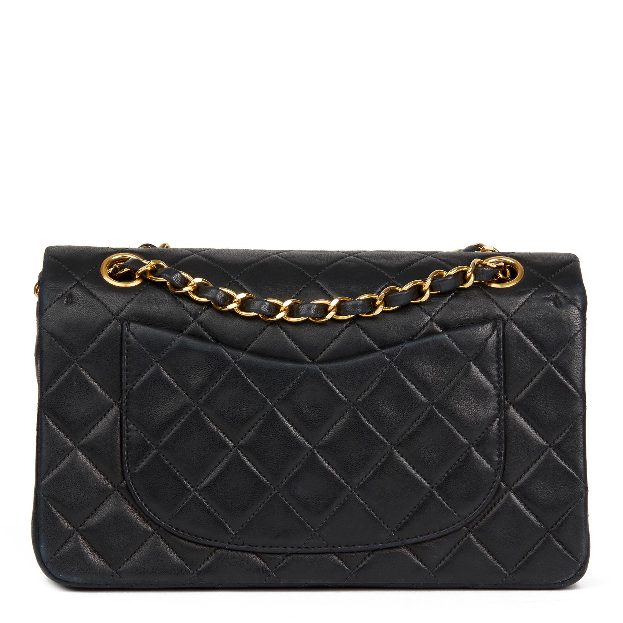 1993 Chanel Black Quilted Lambskin Vintage Small Classic Double Flap Bag In Good Condition In Bishop's Stortford, Hertfordshire