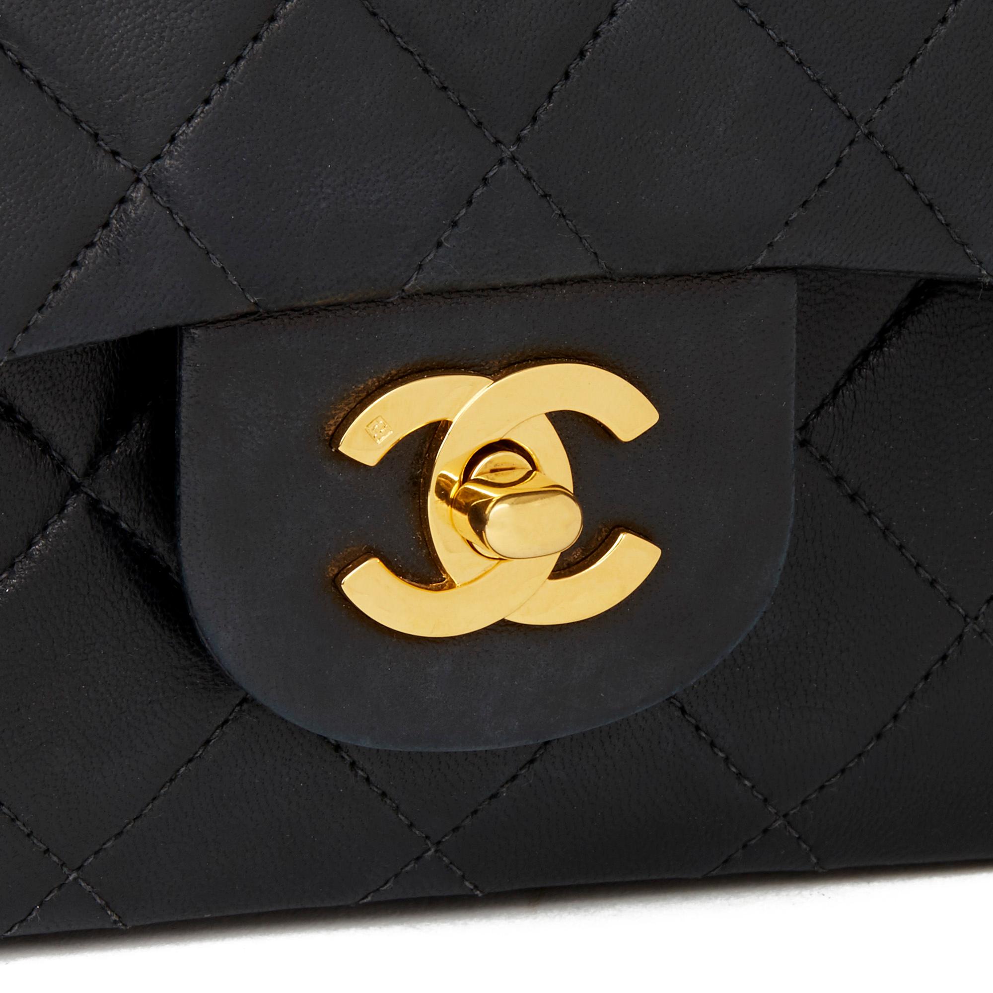 1993 Chanel Black Quilted Lambskin Vintage Small Classic Double Flap Bag 1