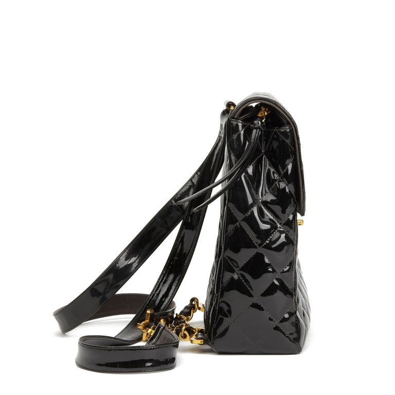 1993 Chanel Black Quilted Patent Leather Vintage Classic  display picture 3