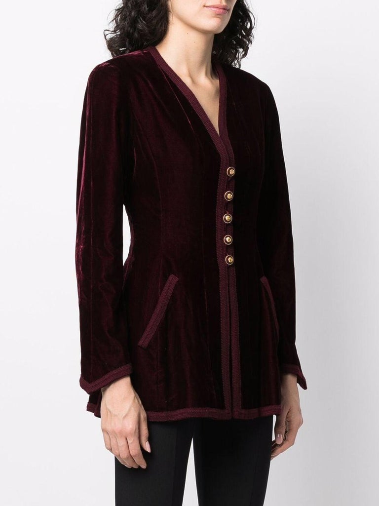 1993 Chanel Bordeaux Velvet Jacket For Sale at 1stDibs