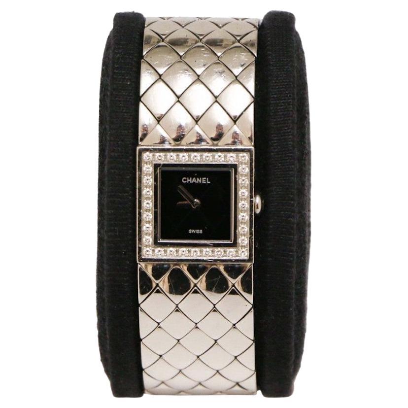 1993 Chanel diamonds and steel watch For Sale