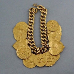 1993 CHANEL Logo Graffiti Medallion Charm Necklace