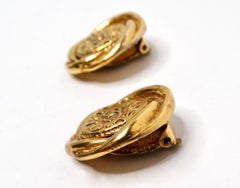 1993 Chanel Round Interlocking CC Gold-Tone Clip-On Earrings