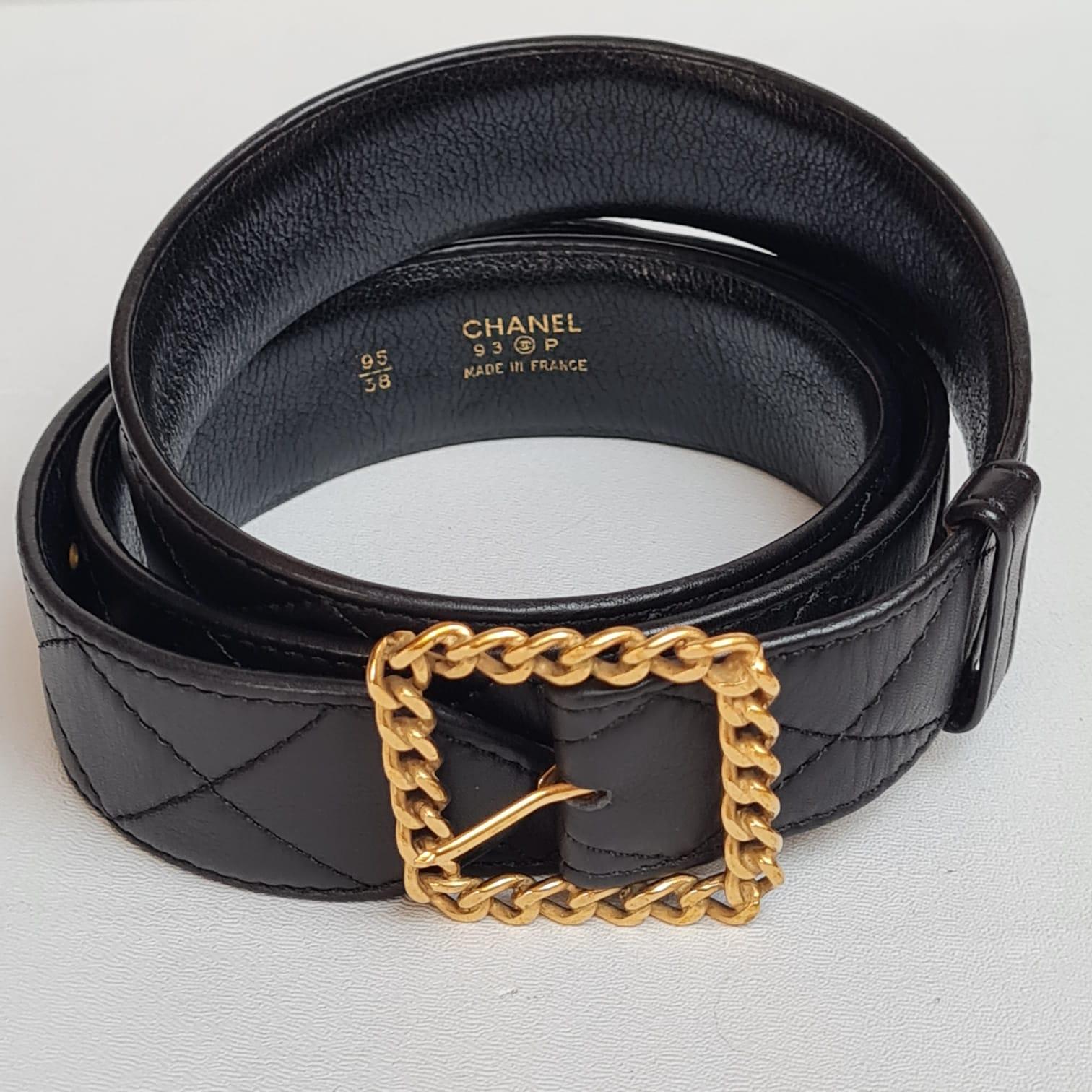 1993 Chanel Vintage Quilted Leather Belt For Sale 2