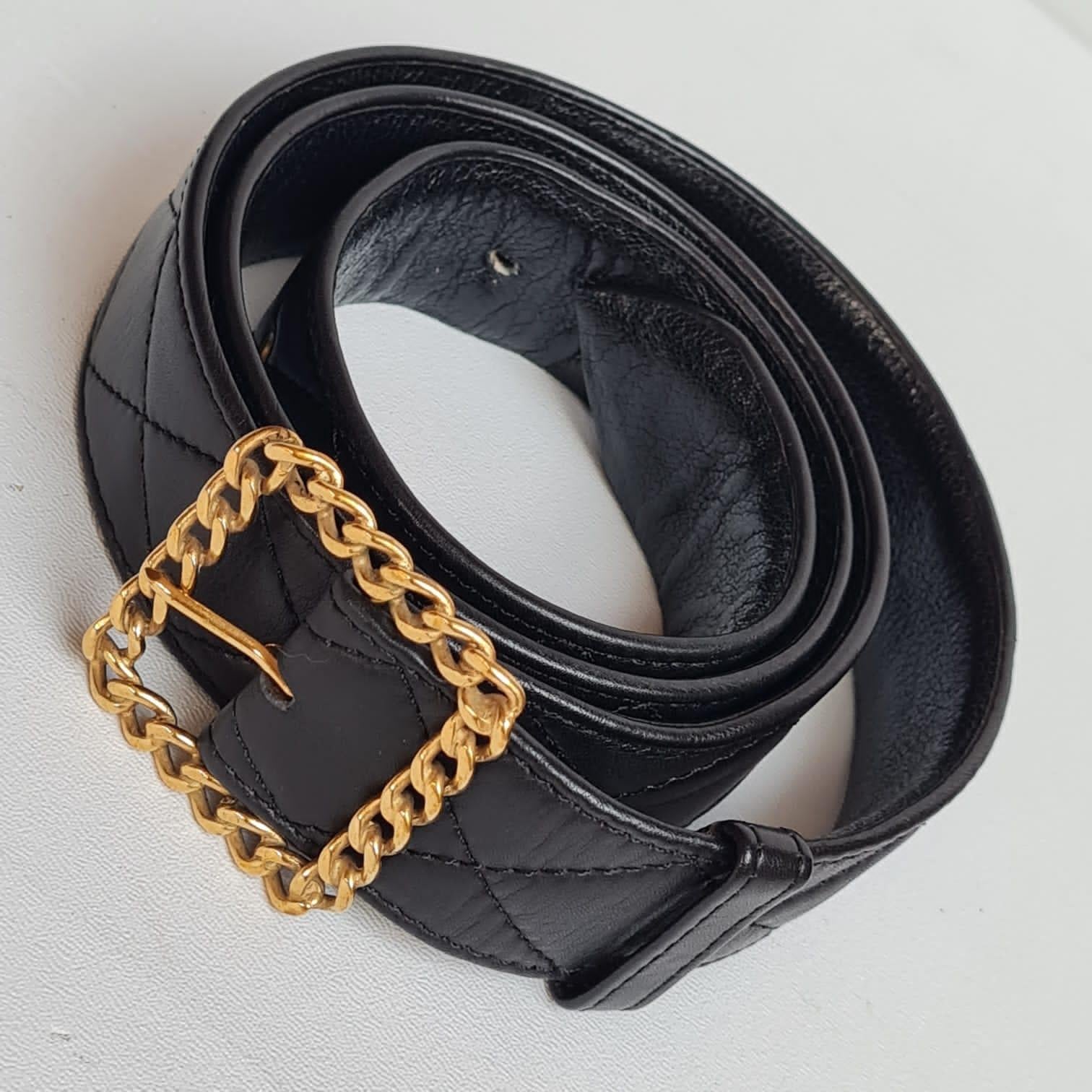 1993 Chanel Vintage Quilted Leather Belt For Sale 3