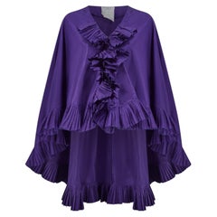 1993 Christian Dior Purple Taffeta Silk Ruffled Cape
