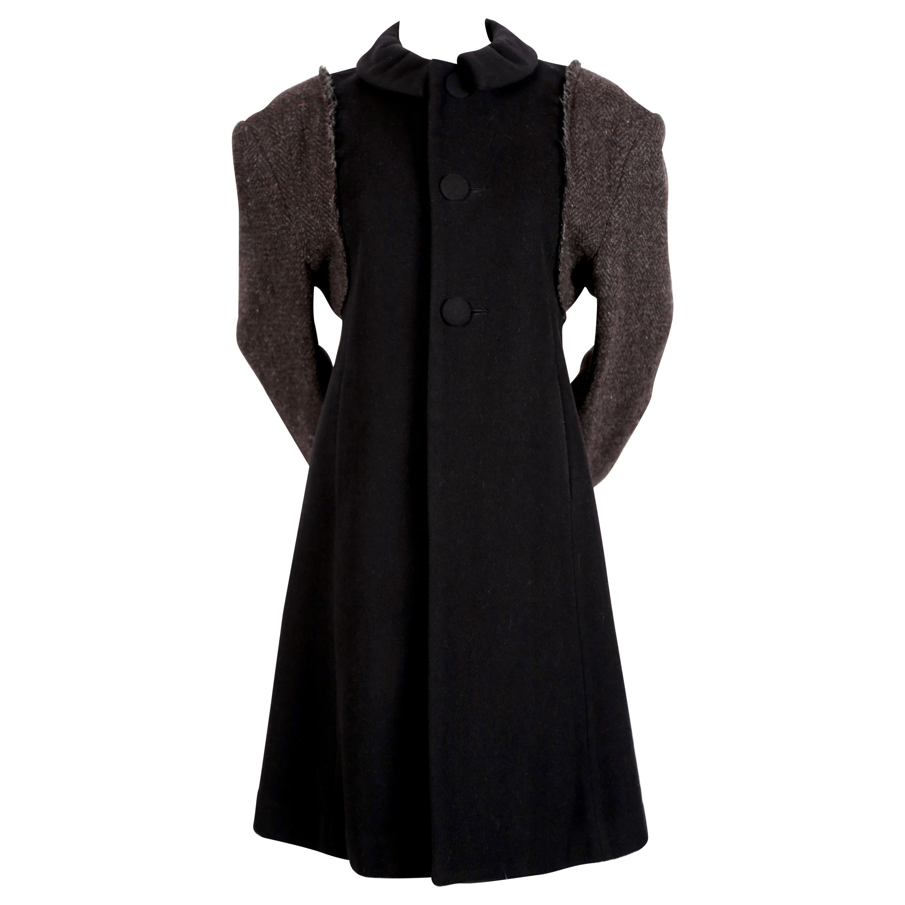 1993 Comme des Garcons donegal wool runway coat with oversized shoulders