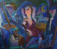 1993 Contemporary Impressionist Painting of a Jazz Performance by Annemiek Vos