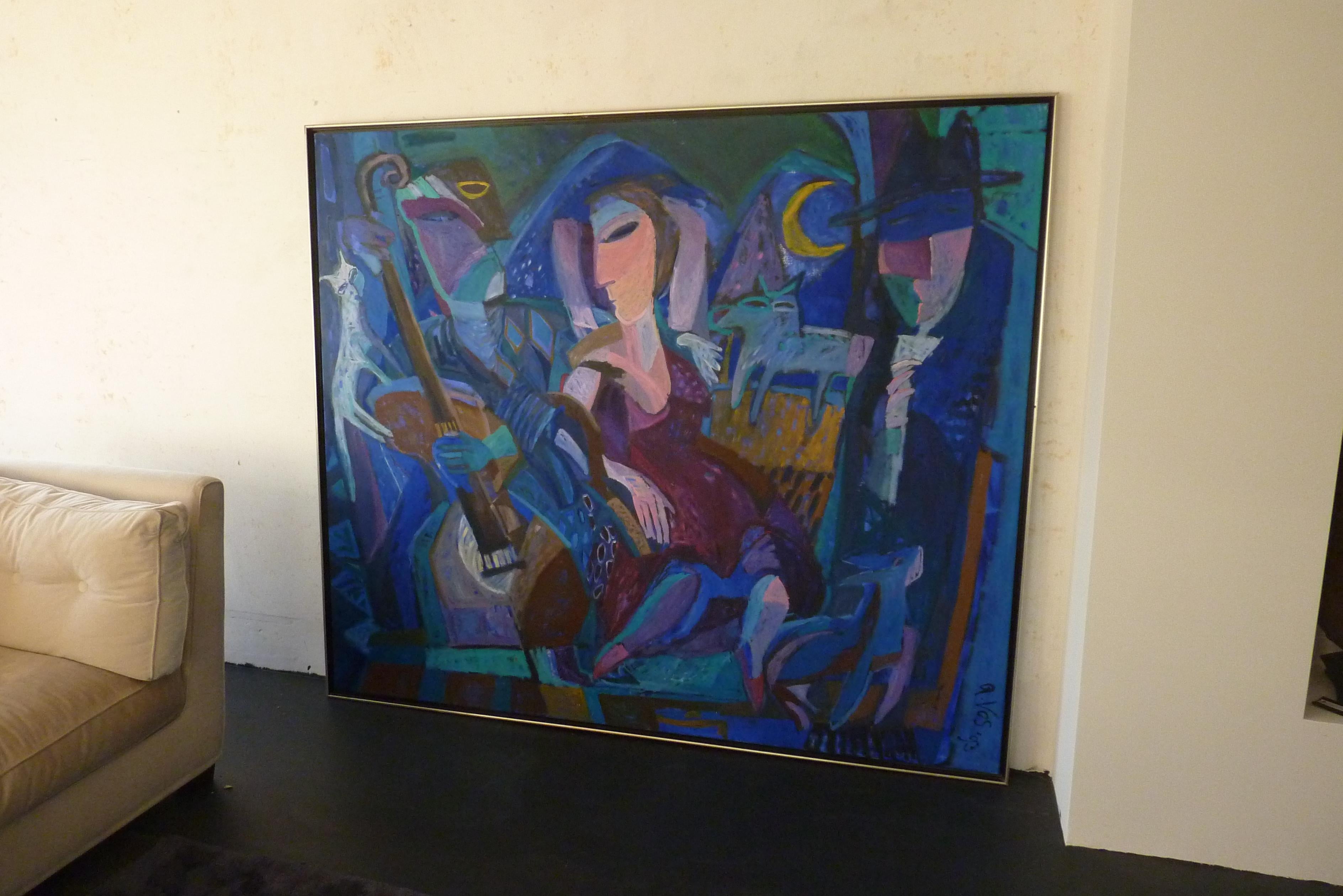 1993 Contemporary Impressionist Painting of a Jazz Performance by Annemiek Vos (Niederländisch) im Angebot
