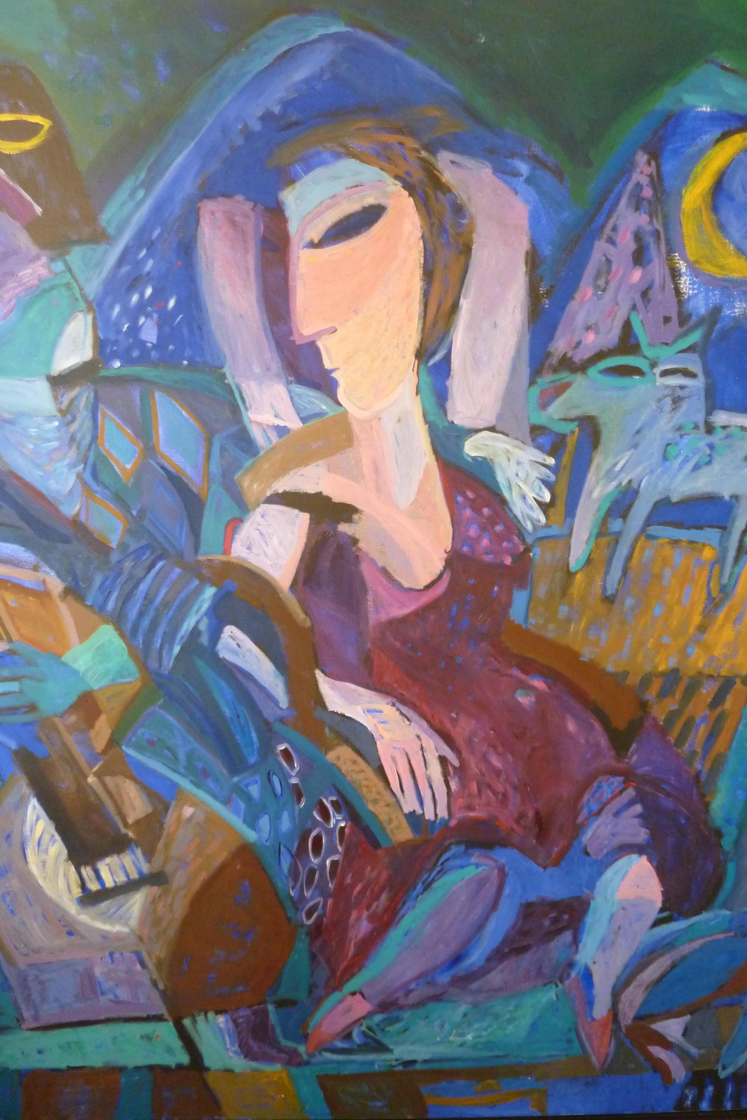 1993 Contemporary Impressionist Painting of a Jazz Performance by Annemiek Vos (Ende des 20. Jahrhunderts) im Angebot
