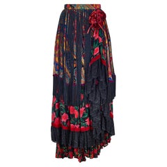 1993 Dolce & Gabbana Runway Floral Paisley Fringe Maxi Skirt