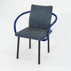 1993 Ettore Sottsass Mandarin Dining Chairs in Blue w/ Blue Fabric Upholstery