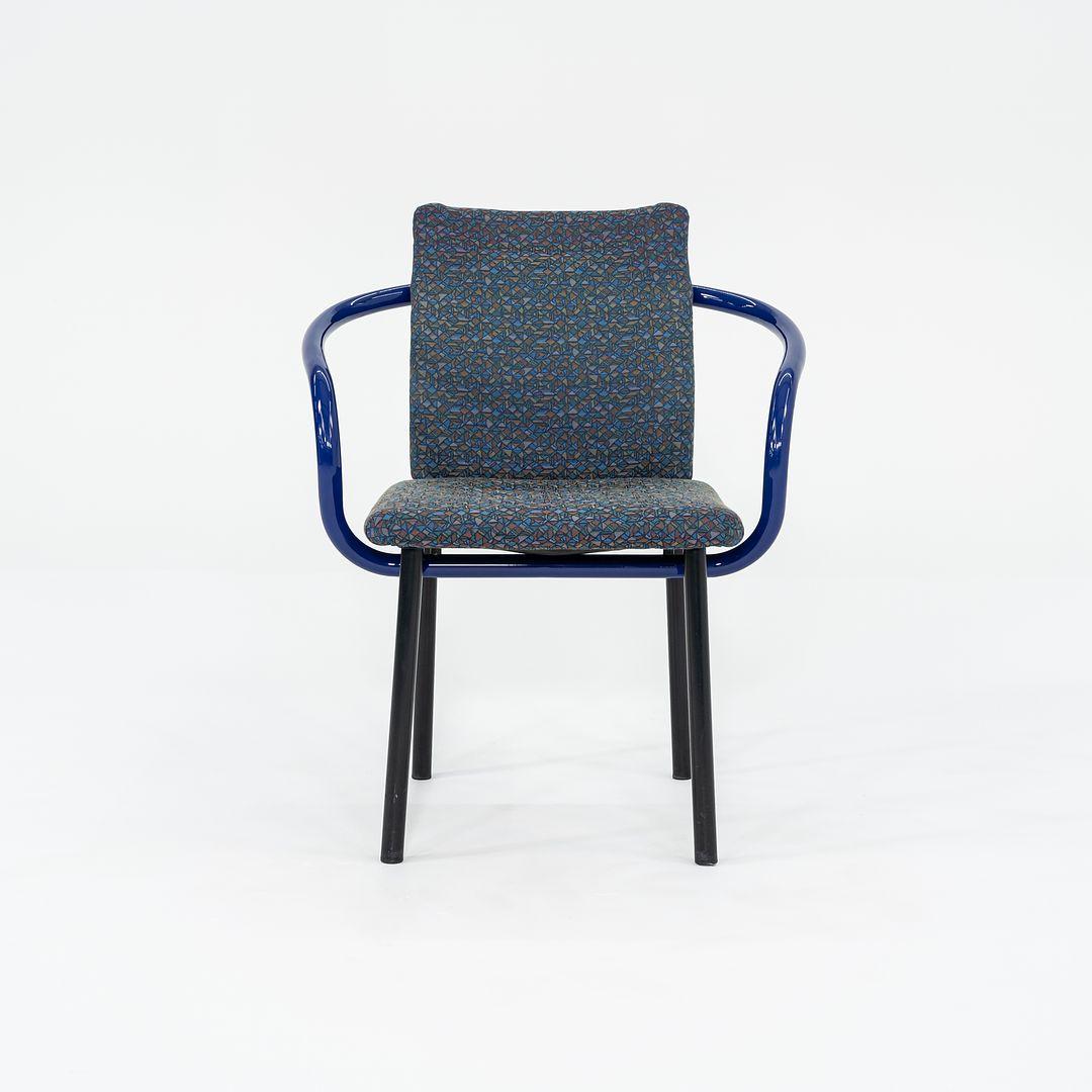 American 1993 Ettore Sottsass Mandarin Dining Chairs in Blue w/ Blue Fabric Upholstery For Sale