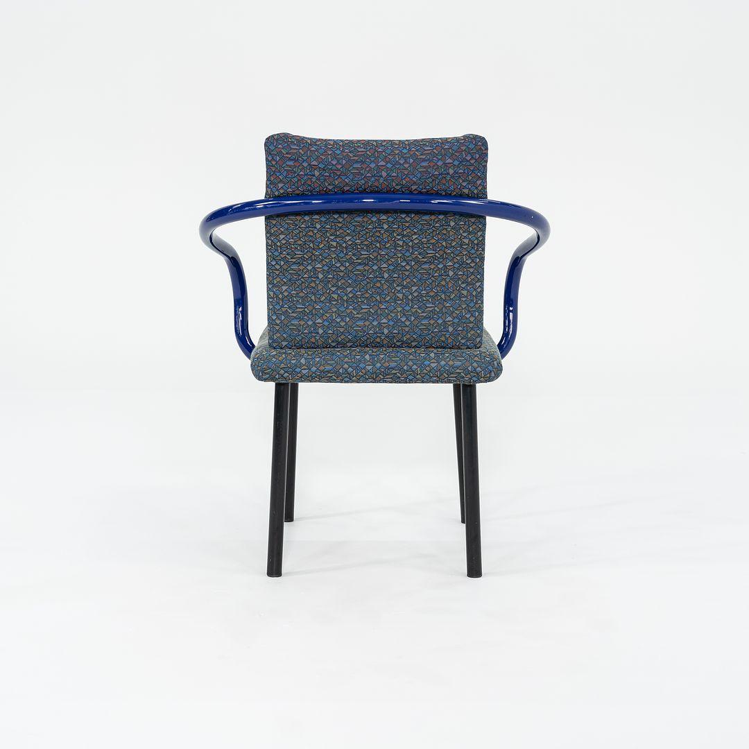 1993 Ettore Sottsass Mandarin Dining Chairs in Blue w/ Blue Fabric Upholstery In Good Condition For Sale In Philadelphia, PA