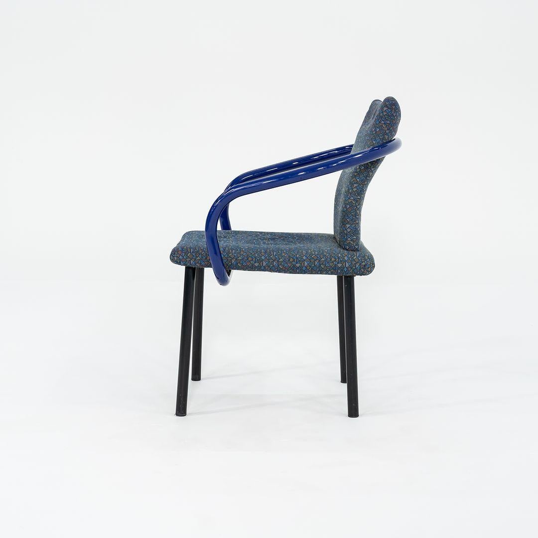 Late 20th Century 1993 Ettore Sottsass Mandarin Dining Chairs in Blue w/ Blue Fabric Upholstery For Sale