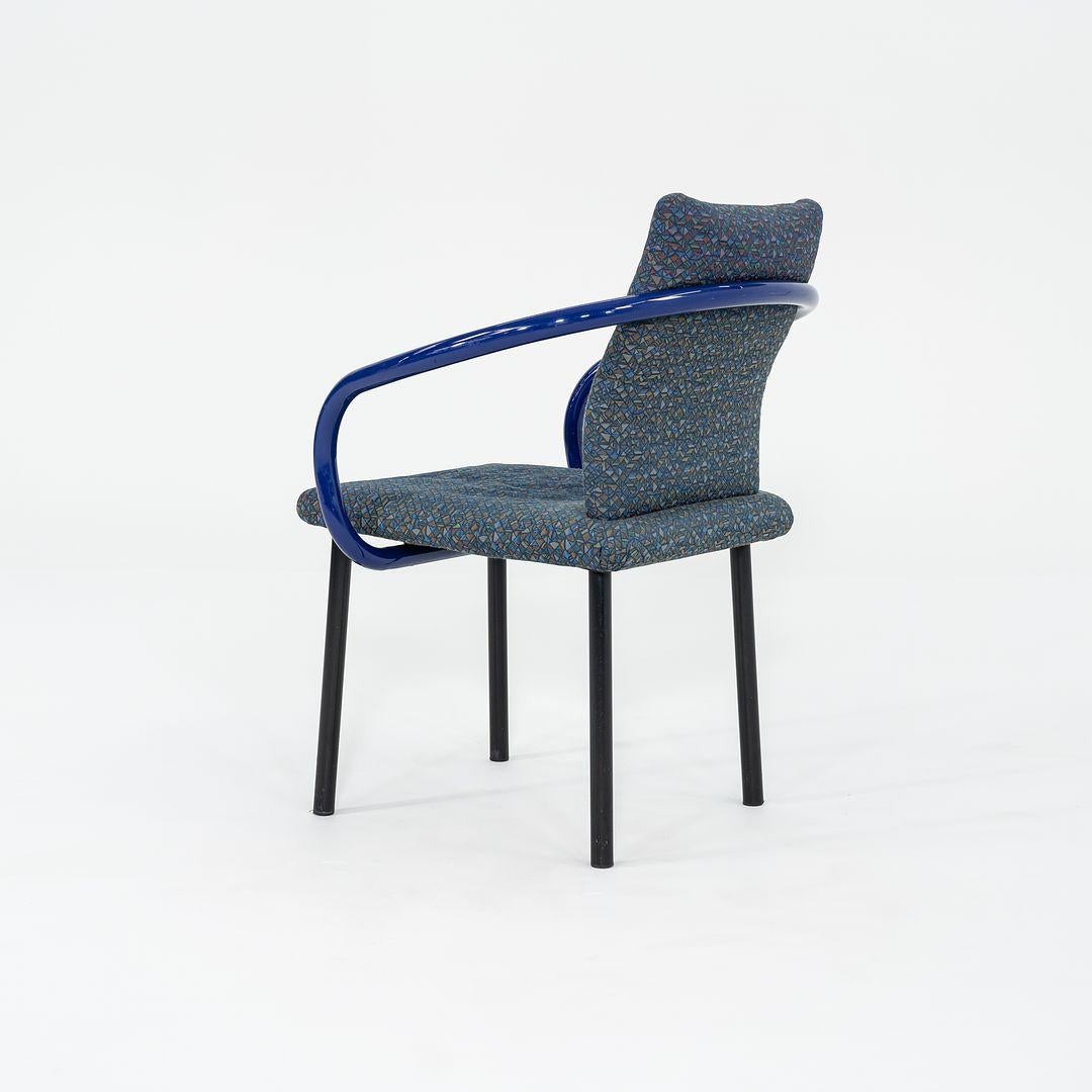 Steel 1993 Ettore Sottsass Mandarin Dining Chairs in Blue w/ Blue Fabric Upholstery For Sale