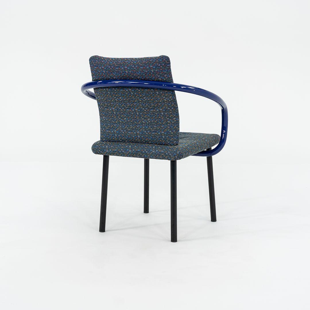 1993 Ettore Sottsass Mandarin Dining Chairs in Blue w/ Blue Fabric Upholstery For Sale 1