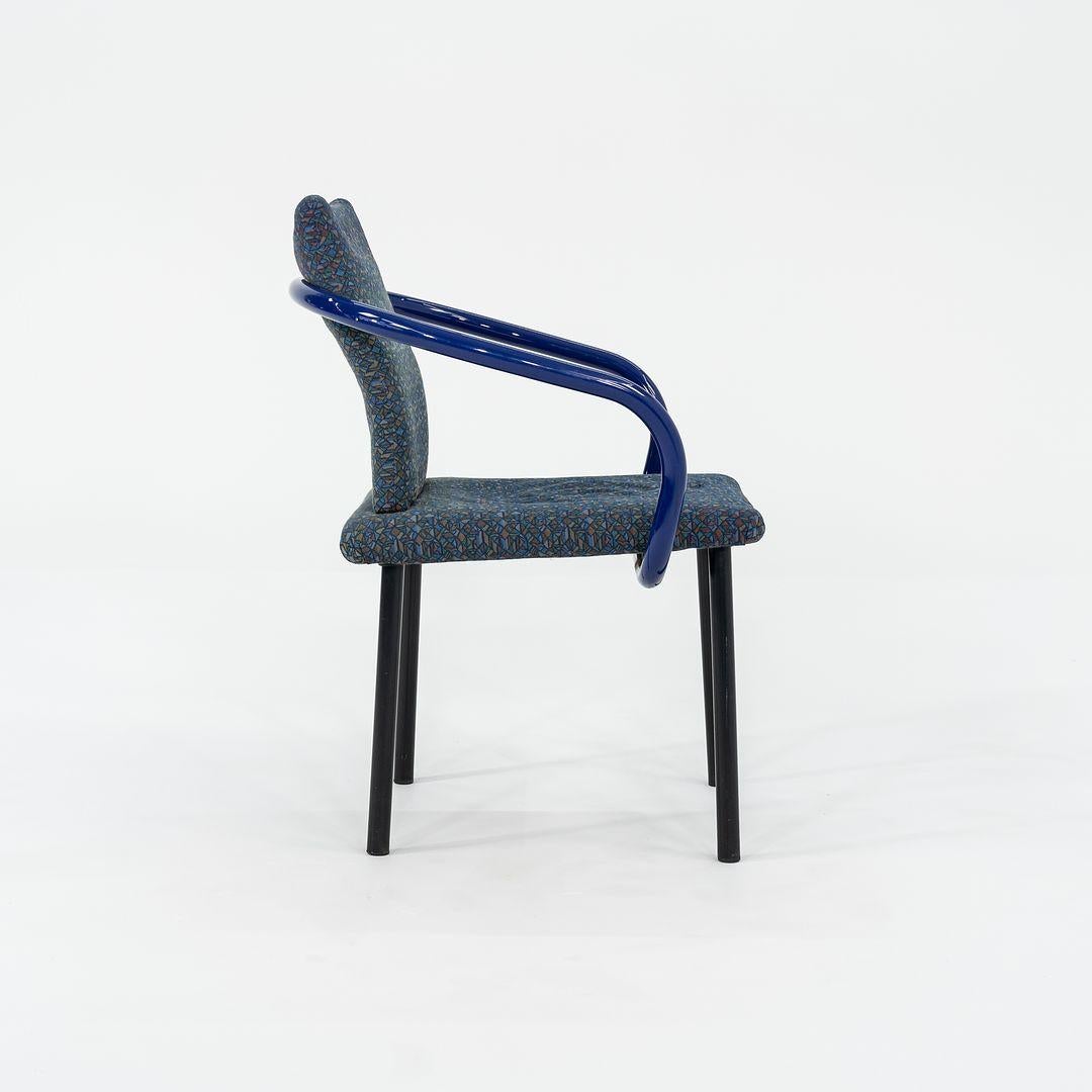 1993 Ettore Sottsass Mandarin Dining Chairs in Blue w/ Blue Fabric Upholstery For Sale 2