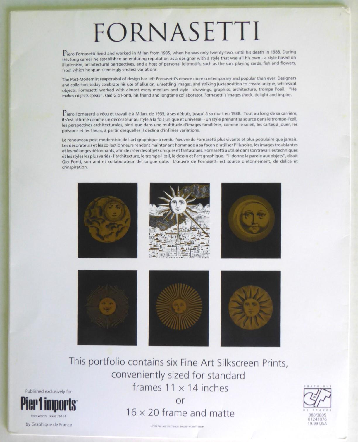 1993 Fornasetti Portfolio 6 Surrealist Black/Gold Prints France For Sale 4