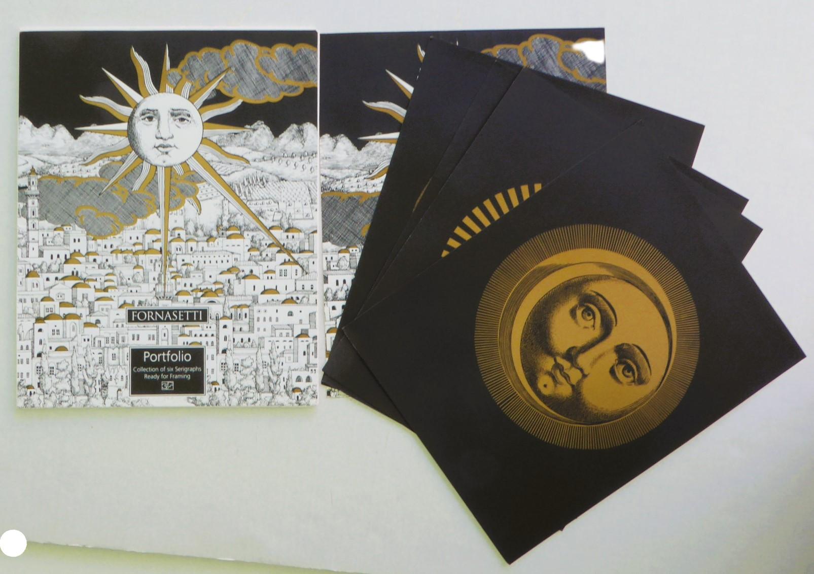 1993 Fornasetti Portfolio 6 Surrealist Black/Gold Prints France For Sale 7