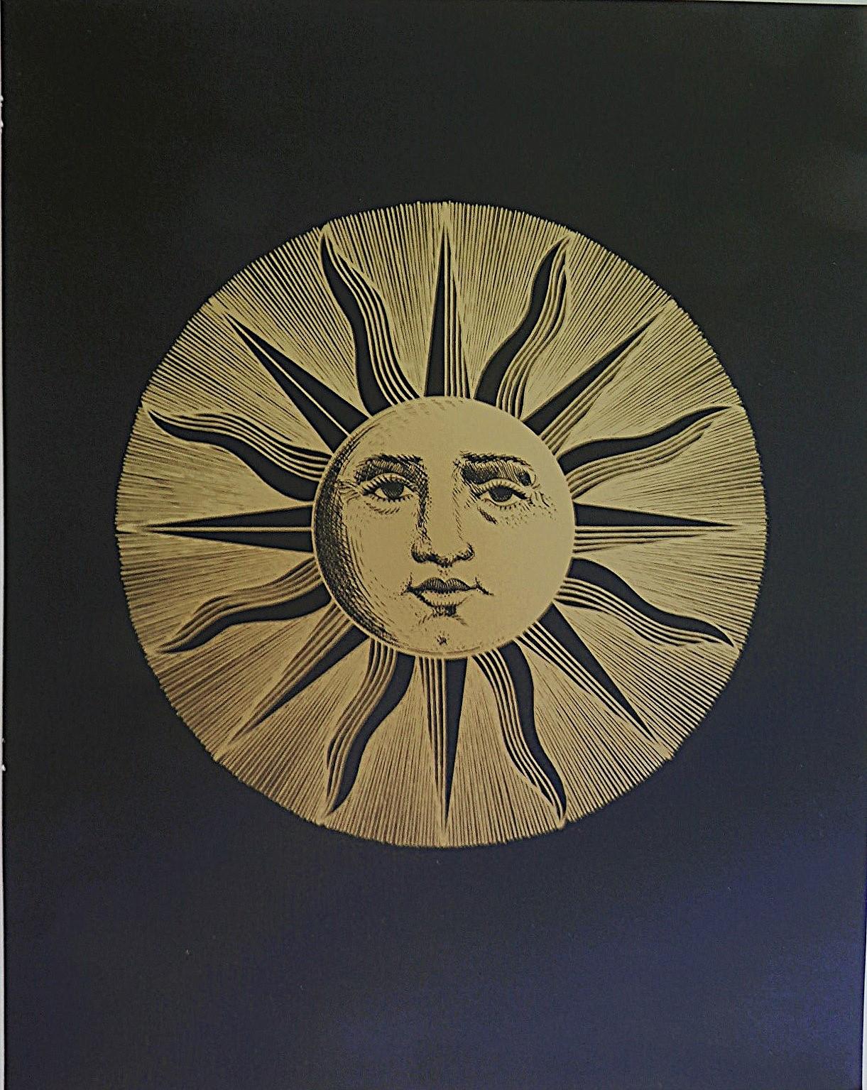 Mid-Century Modern 1993 Fornasetti Portfolio 6 Surrealist Black/Gold Prints France For Sale