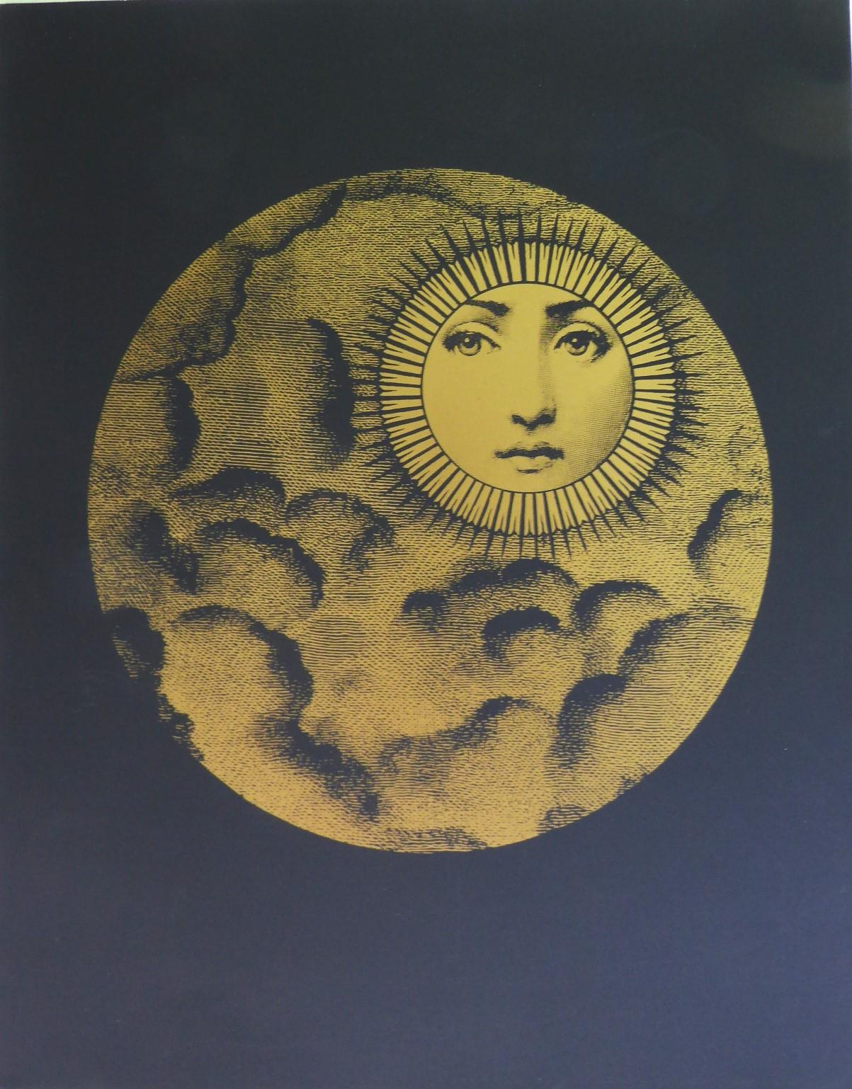 1993 Fornasetti Portfolio 6 Surrealist Black/Gold Prints France In Good Condition For Sale In Miami, FL