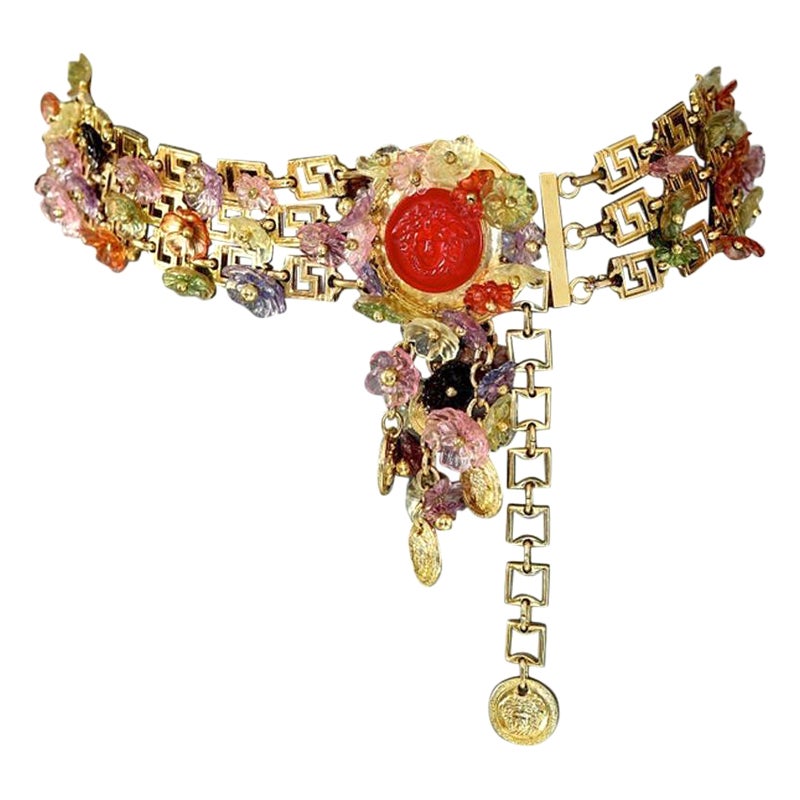 1993 GIANNI VERSACE Flower Medusa Medallion Tiered Belt