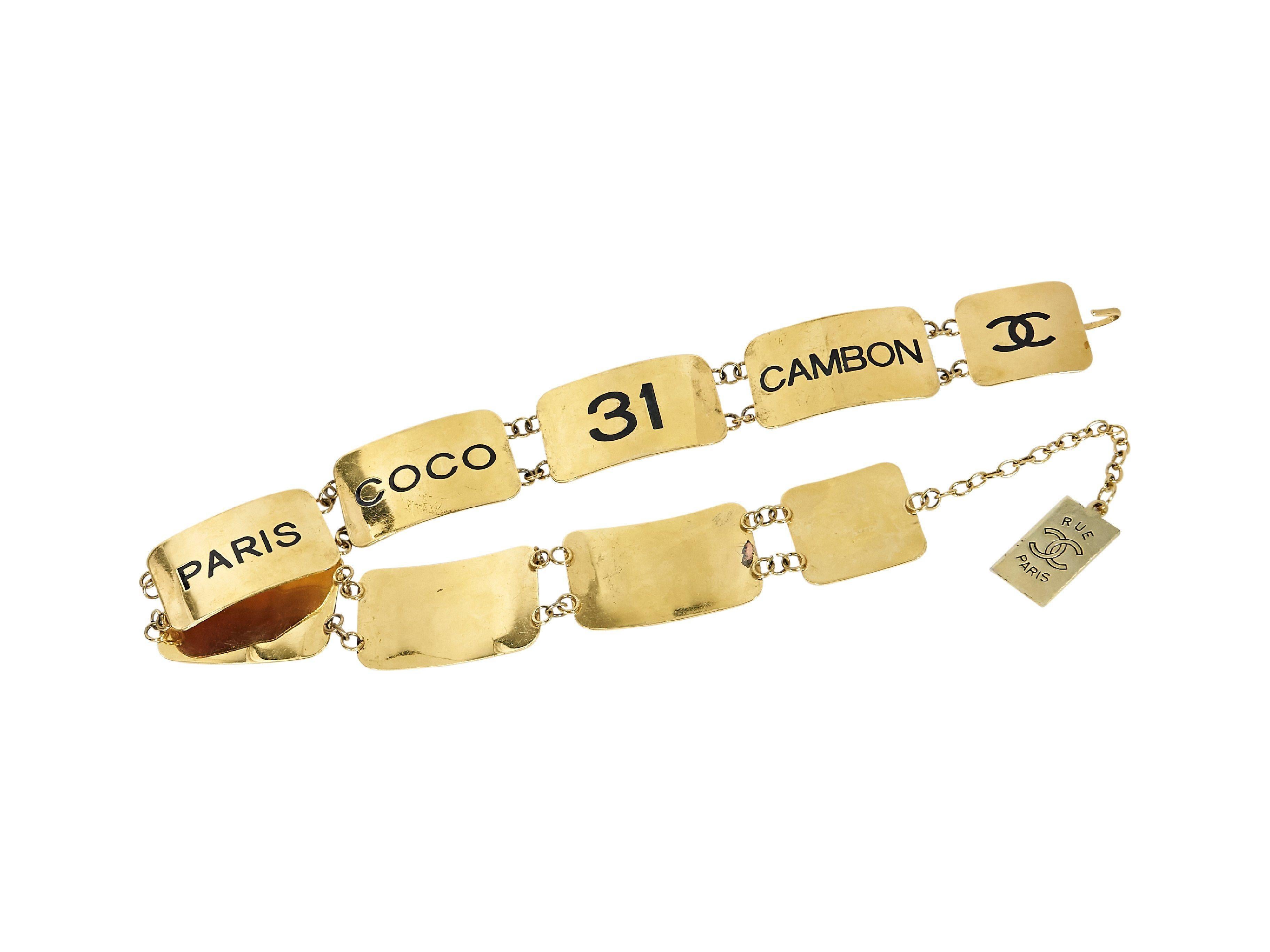 Women's or Men's  1993 Gold Vintage Chanel CC Logo Plate Belt
