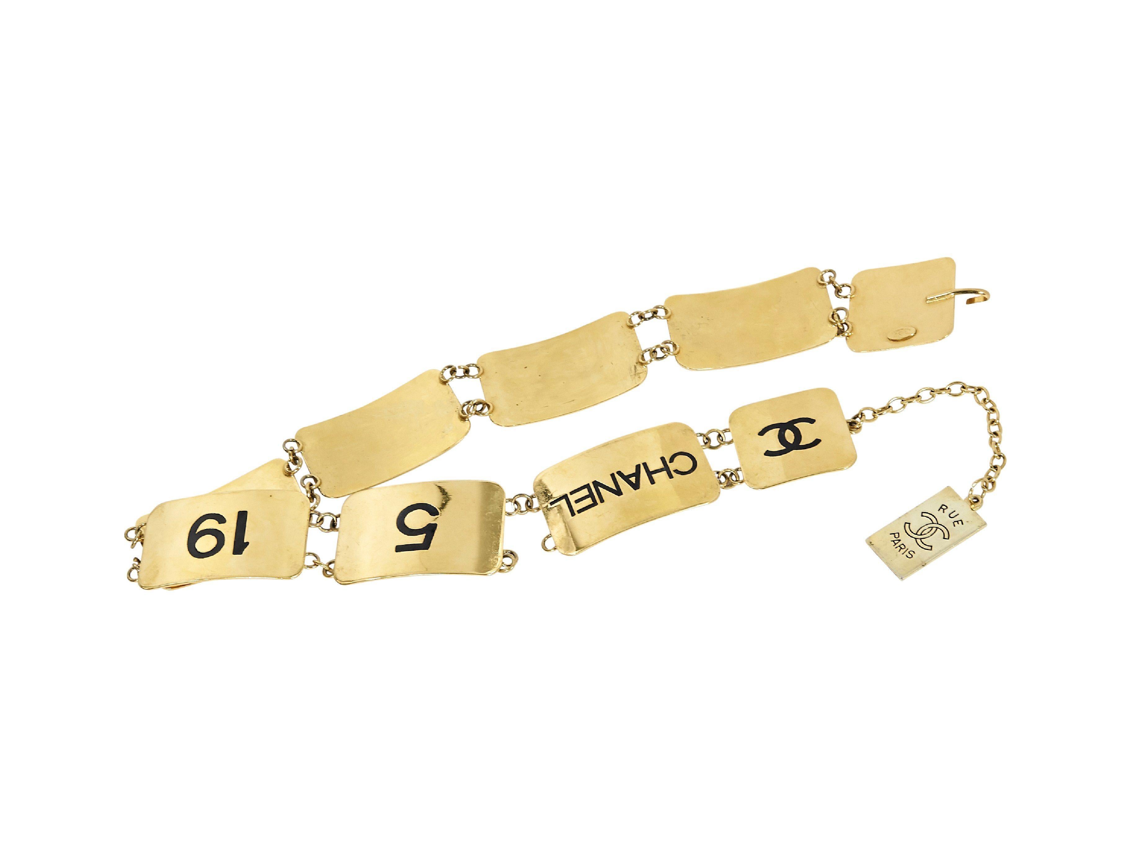 1993 Gold Vintage Chanel CC Logo Plate Belt 1