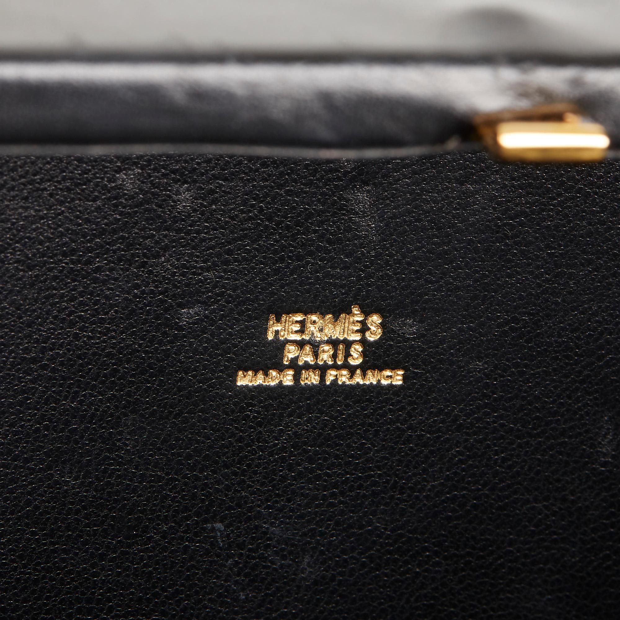 1993 Hermes Black Box Calf Leather Vintage Cadena Bag 1