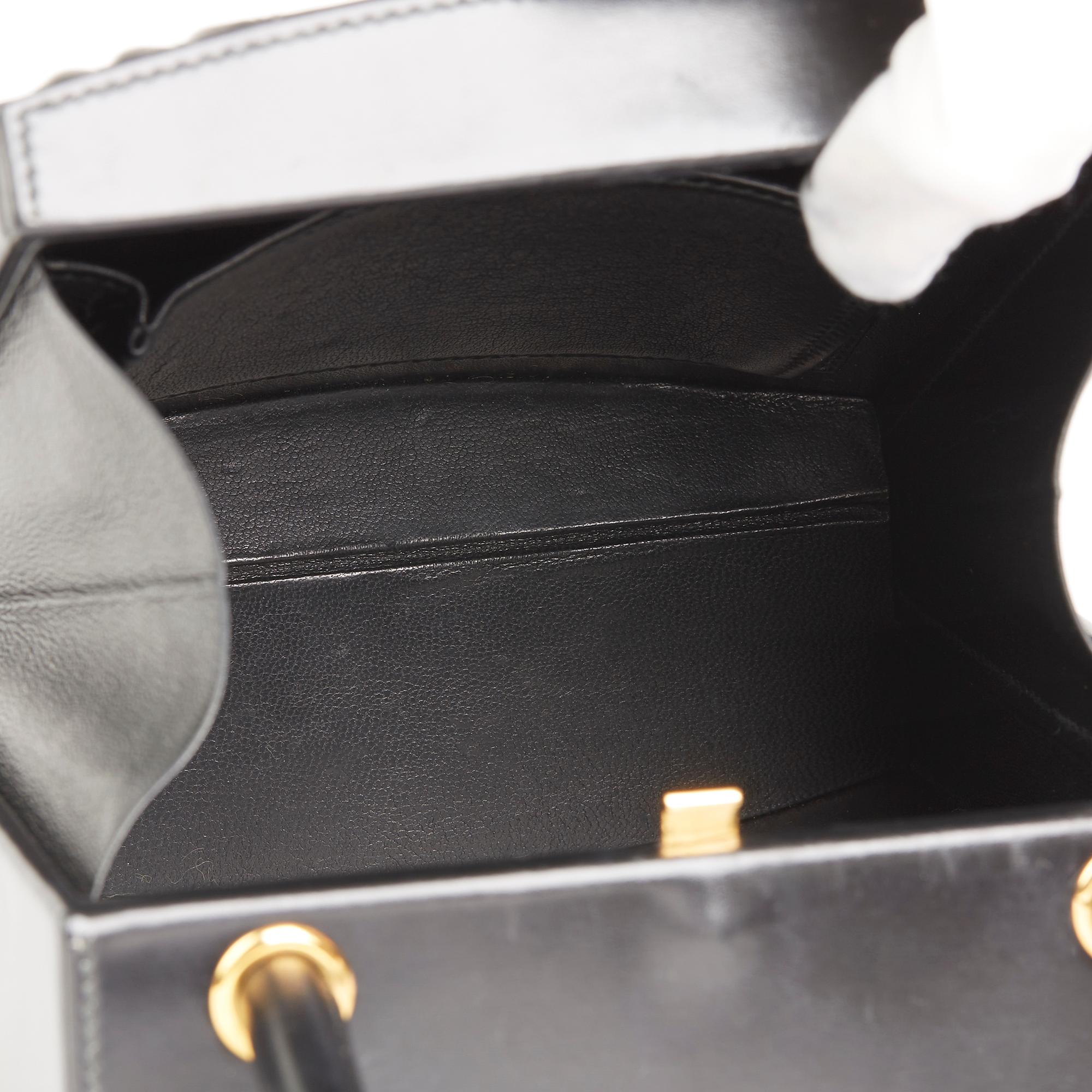 1993 Hermes Black Box Calf Leather Vintage Cadena Bag 3