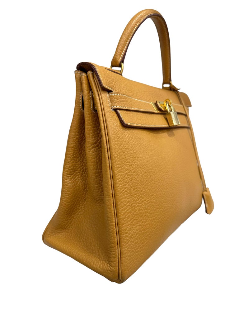 1993 Hermès Kelly 32 Fjord Jaune Ambre Top Handle Bag For Sale at 1stDibs