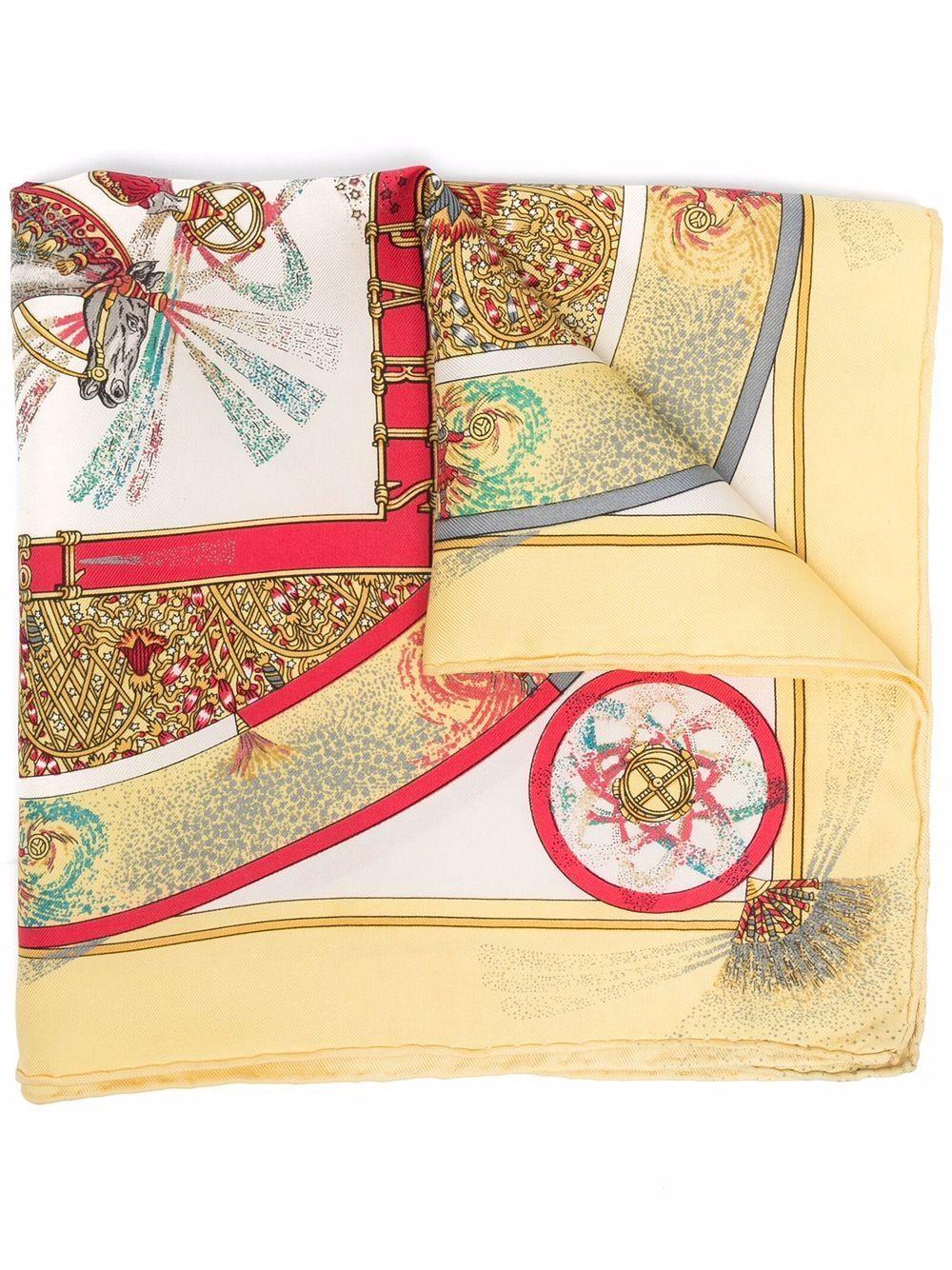 1993 Hermes Yellow Feux d Artifice by Michel Duchene Silk Scarf 1
