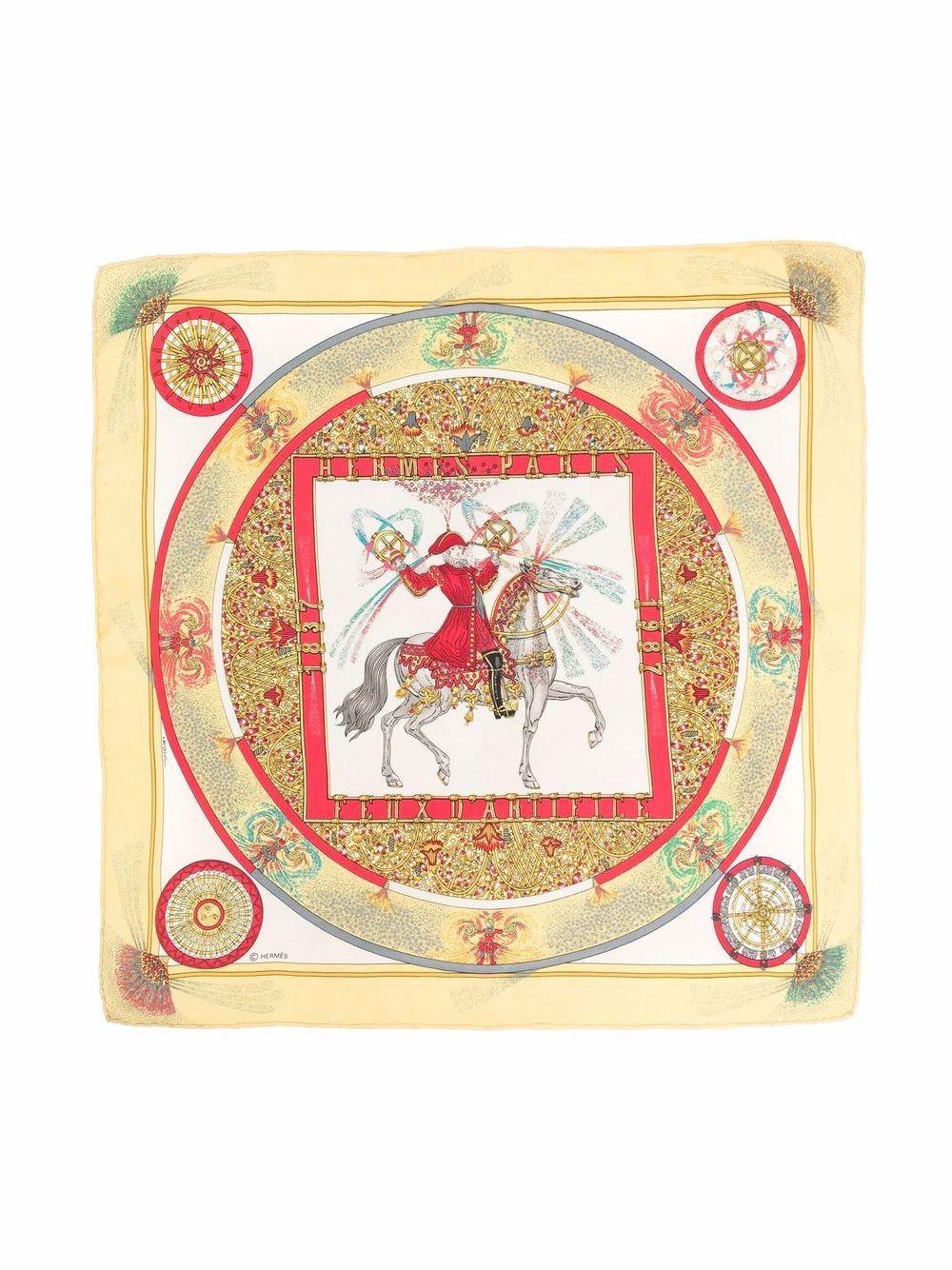1993 Hermes Yellow Feux d Artifice by Michel Duchene Silk Scarf 2