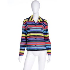 1993 Isaac Mizrahi Vintage Colorful Striped Jacket Gene Meyer Collaboration