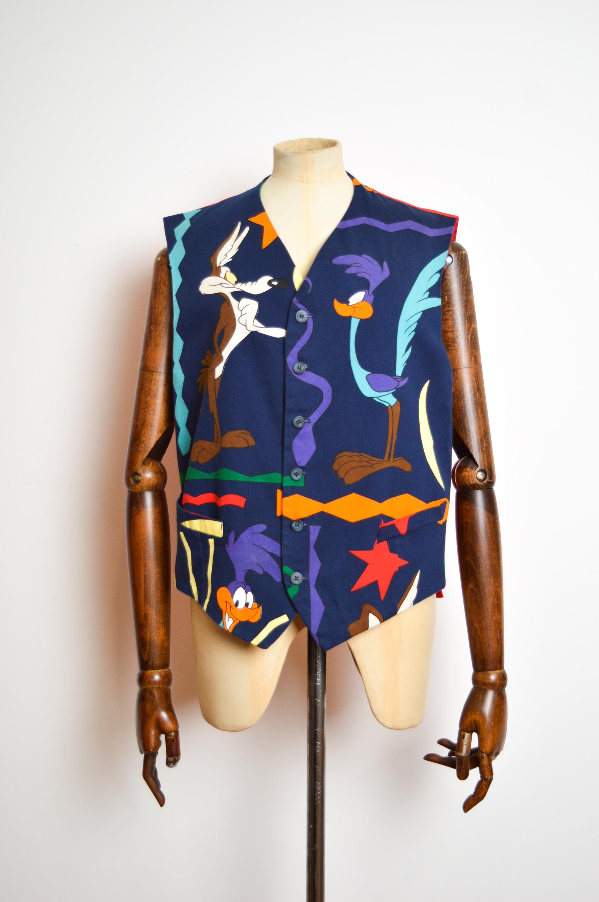 1993 Jean Charle de Castelbajac Road Runner Warner Bros Cartoon Vest Waistcoat For Sale 5