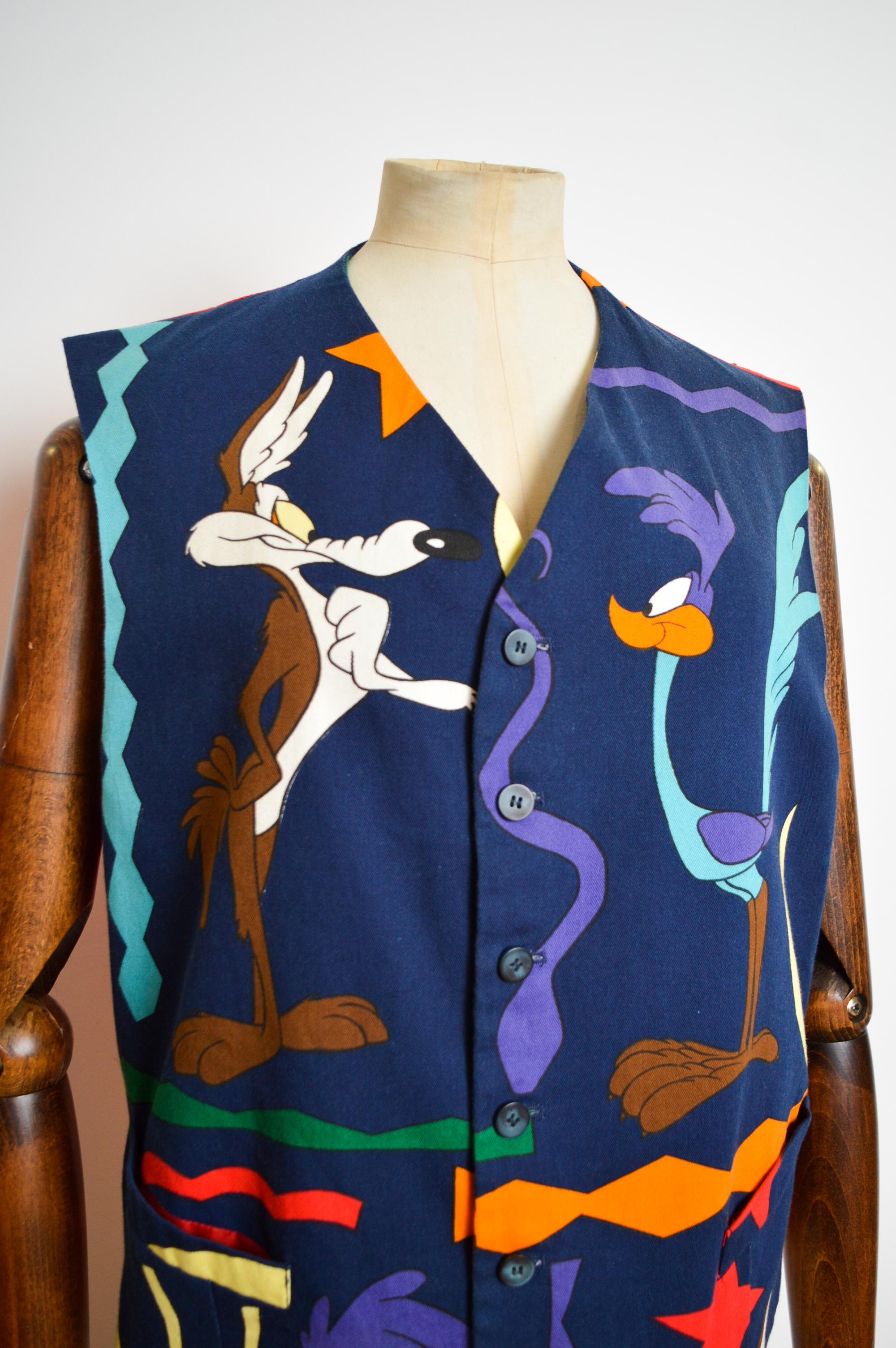 1993 Jean Charle de Castelbajac Road Runner Warner Bros Cartoon Vest Waistcoat For Sale 1