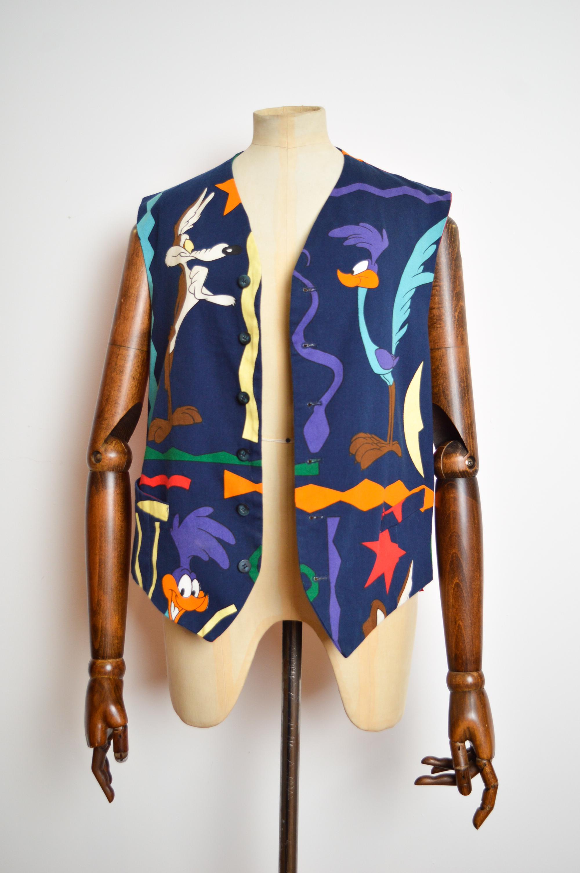 1993 Jean Charle de Castelbajac Road Runner Warner Bros Cartoon Vest Waistcoat For Sale 3