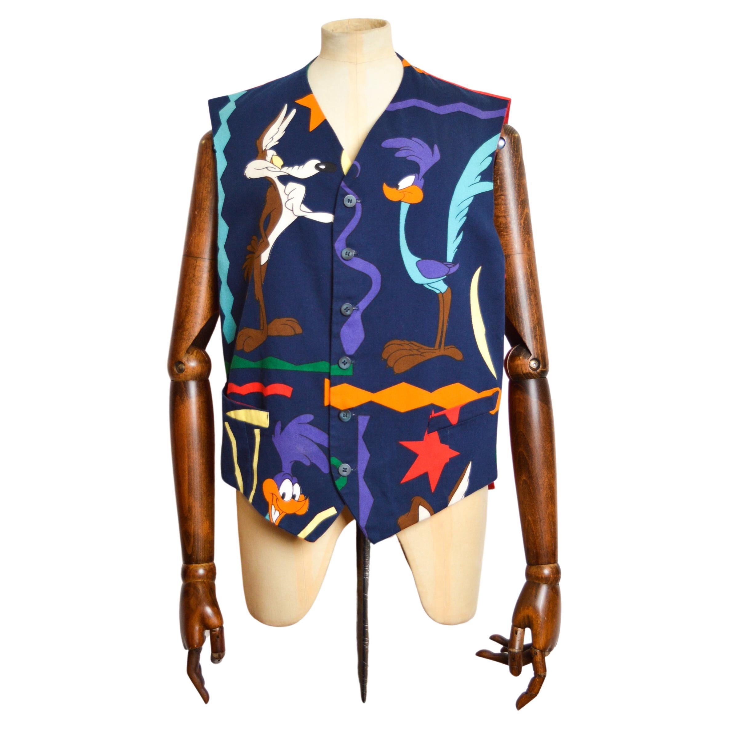 1993 Jean Charle de Castelbajac Road Runner Warner Bros Cartoon Vest Waistcoat For Sale