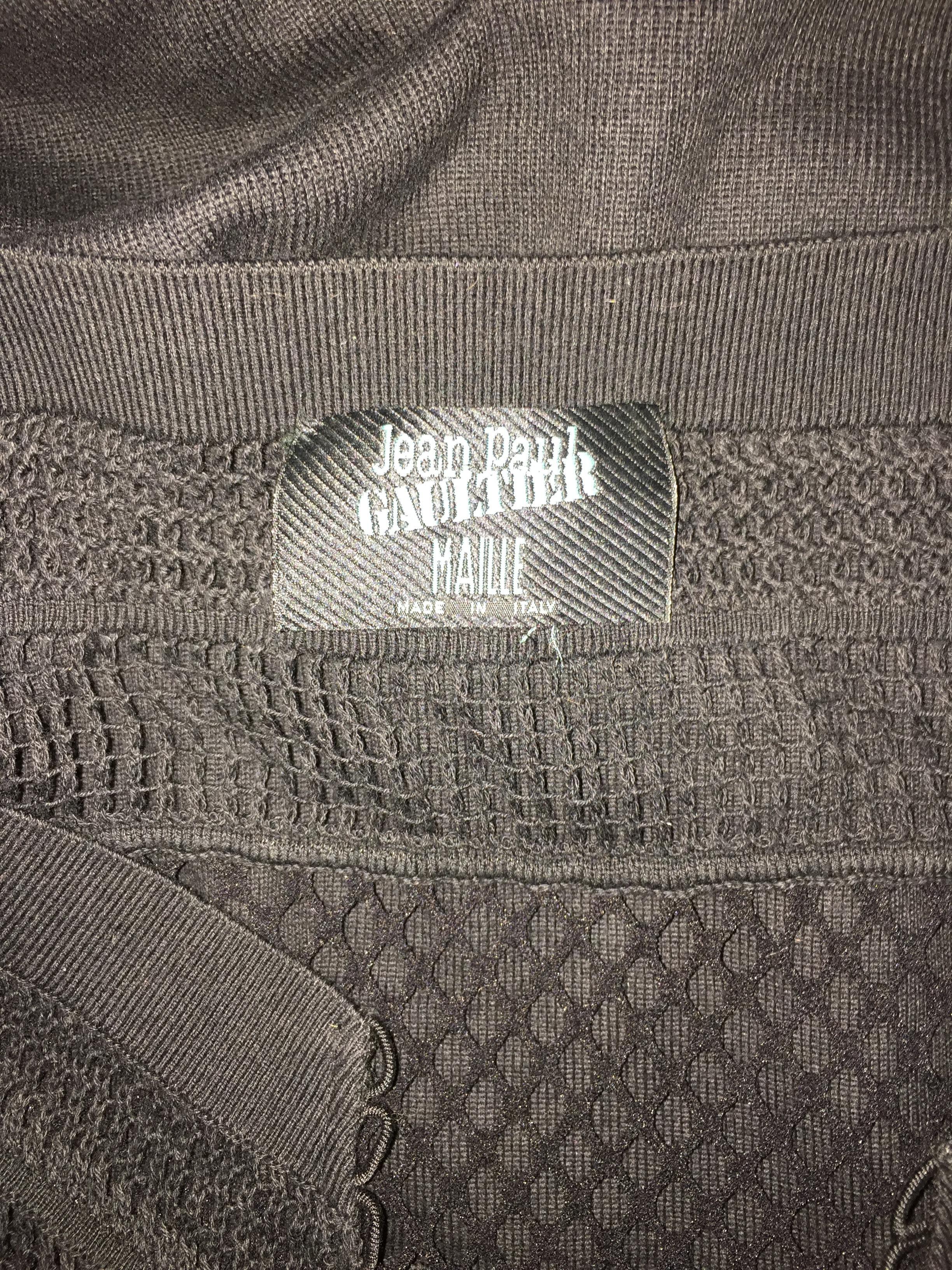 Women's 1993 Jean Paul Gaultier Sheer Black Fishnet Mesh Bodycon Wiggle Long Dress