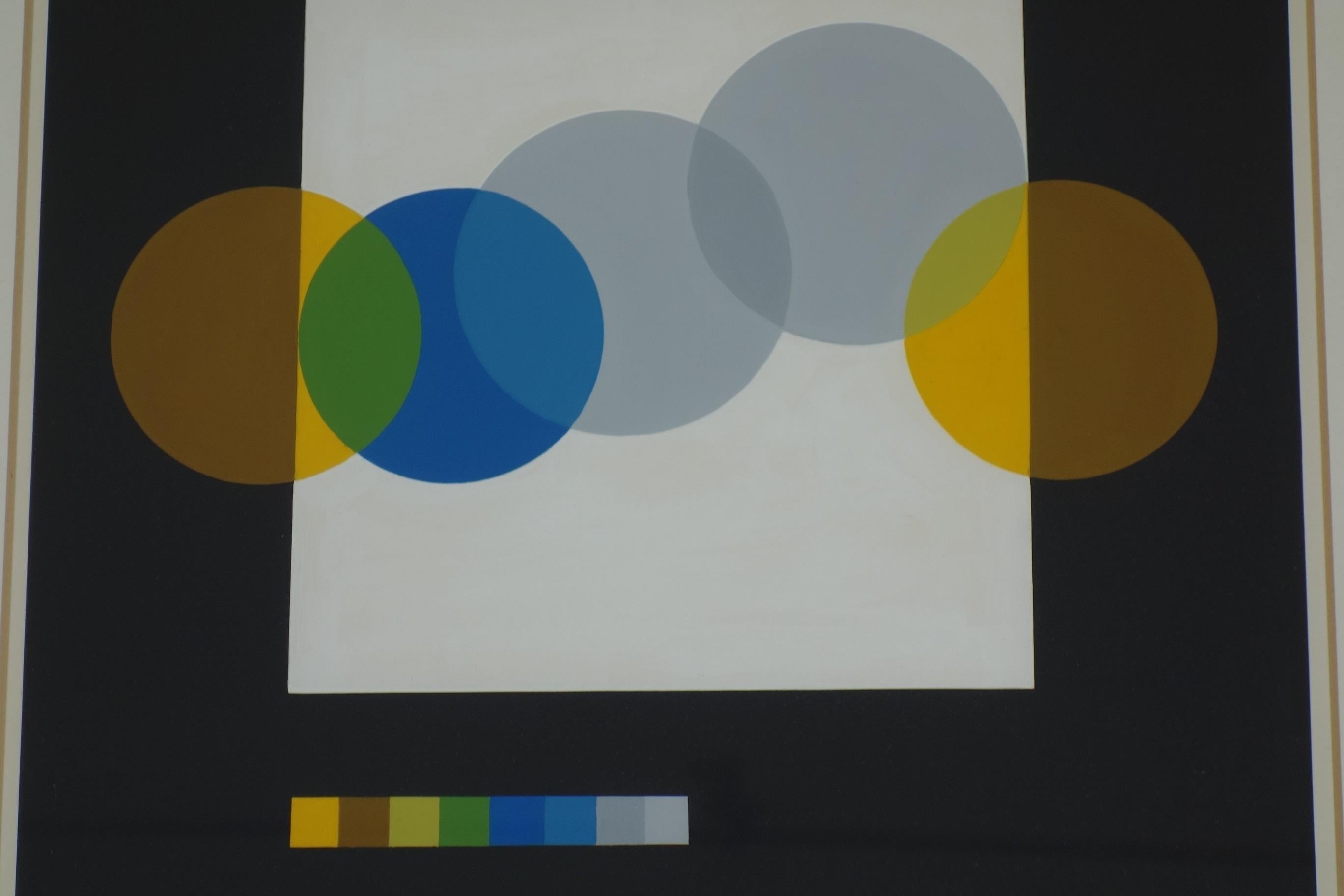 1993 Joel Stein Acryl auf Papier Zeichnung Optische Kunst Moderne (Aluminium) im Angebot