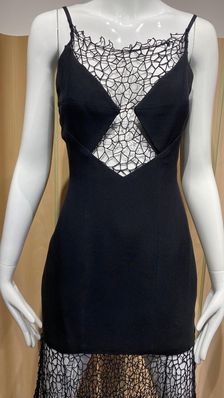 karl lagerfeld black dress PARIS Women's Embellished-Collar Mini Low Utility Dress Dress KARL LAGERFELD TAPE SLEEVE