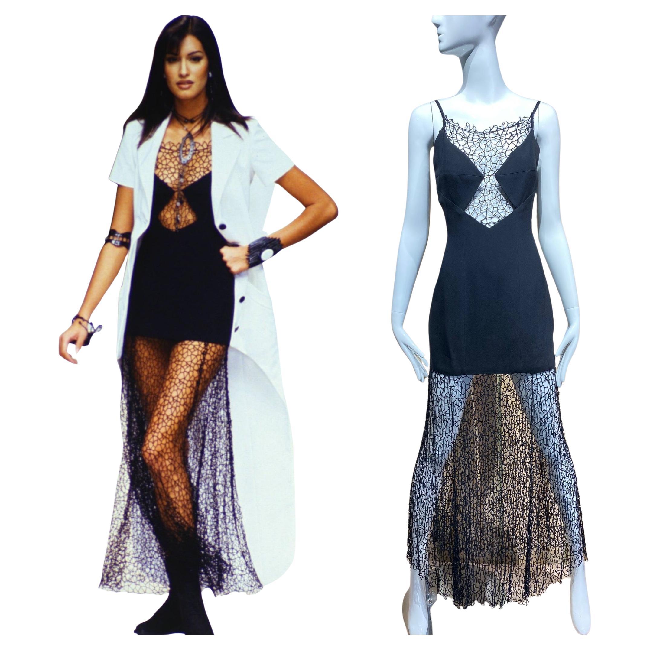 1993 Karl Lagerfeld Black Cobweb Dress