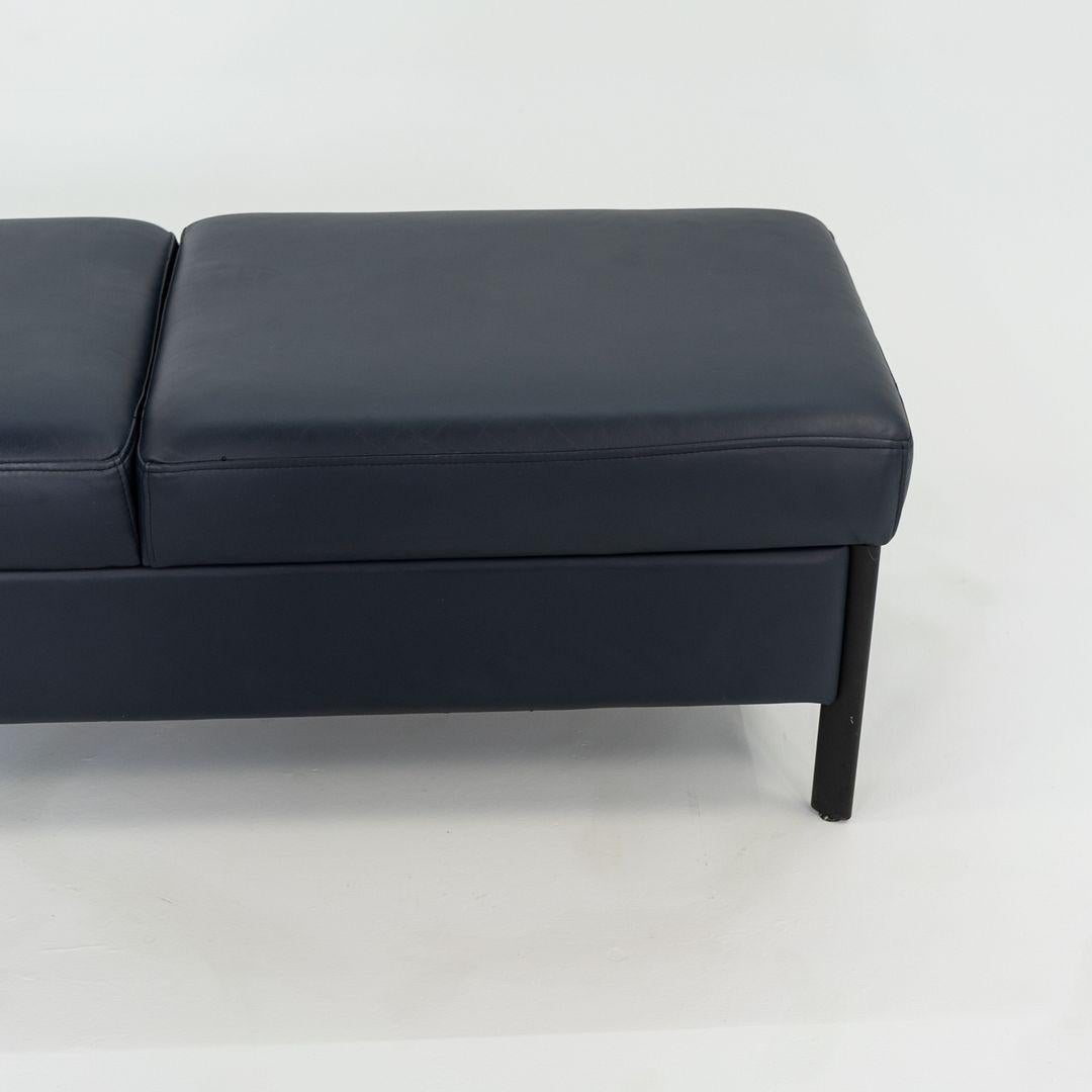1993 Leather Three Seat Bench by Metropolitan Furniture in Blue Leather For Sale 3