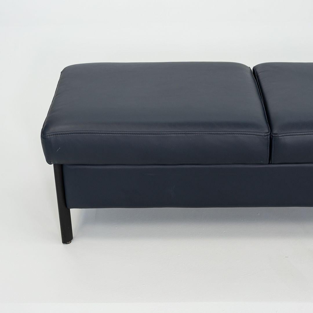1993 Leather Three Seat Bench by Metropolitan Furniture in Blue Leather For Sale 4