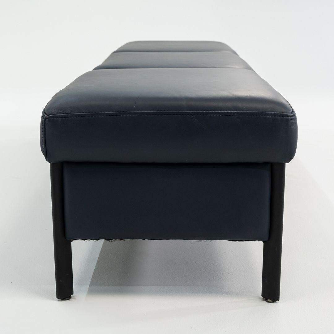 1993 Leather Three Seat Bench by Metropolitan Furniture in Blue Leather For Sale 5
