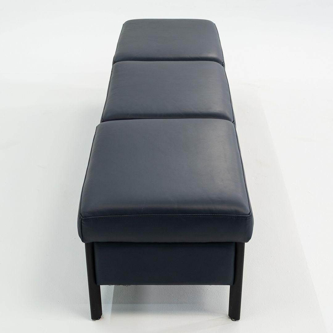 Contemporary 1993 Leather Three Seat Bench by Metropolitan Furniture in Blue Leather For Sale